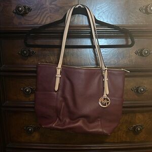 Michael Kors Wine and Beige Tote